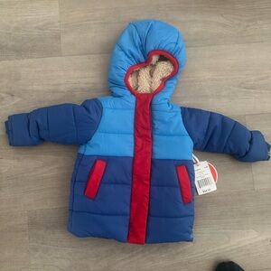 Infant Blue & Red Puffer Hooded Coat Magnetic Me